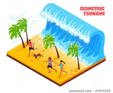 Tsunami Isometric Illustration 43951039