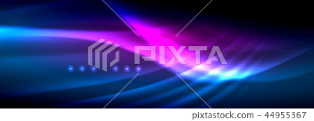 Liquid neon flowing waves, glowing light lines background 44955367