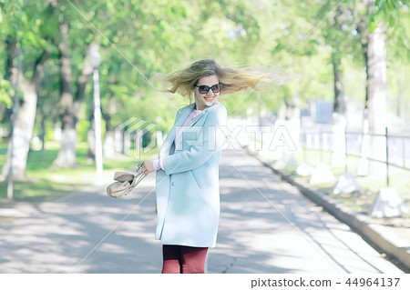 summer photo adult girl / beautiful blonde on summer photo, concept of summer female happiness 44964137