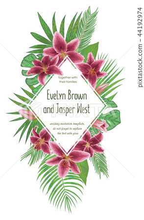 Wedding floral invitation, invite card. Vector  44192974