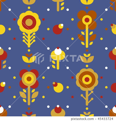 Simple Folk Floral seamless pattern 45433724