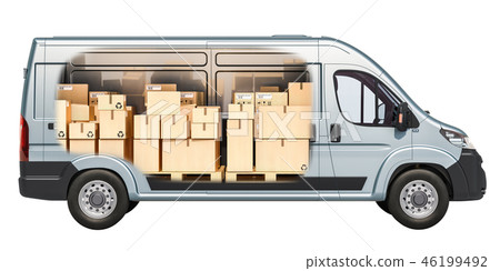 Commercial delivery van with parcels 46199492