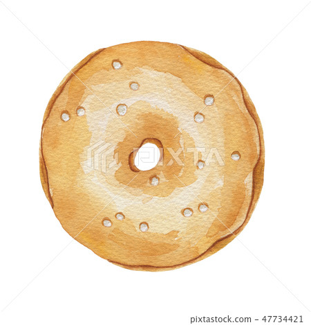 Watercolor caramel donut with sprinkles   47734421