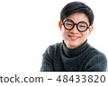 smart asian male with glasses facial emotional 48433820