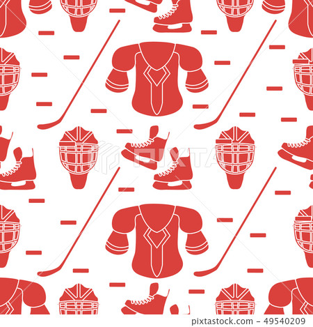 Sport seamless pattern Hockey equipment. 49540209