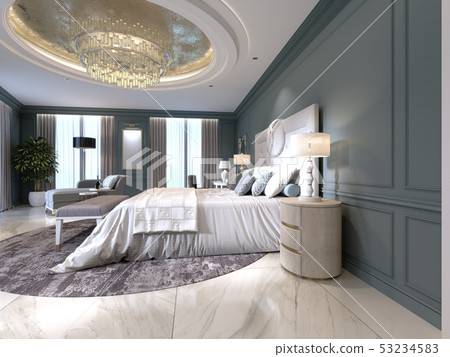 Elegant bedroom interior with large comfortable 53234583