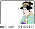 Ukiyo-e style arrangement illustration Kabuki style woman shape strange faceless character without 54109492