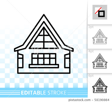 House simple black line home exterior vector icon 58190864