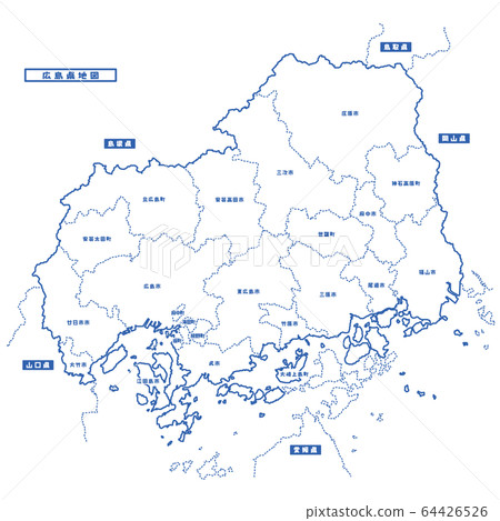 Hiroshima Prefecture Map Simple White Map Municipalities 64426526