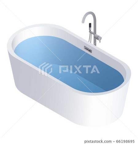 Round full water bathtub icon, isometric style 66198695