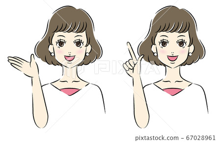 Hand gesture fashionable woman (pointing/pointing) vector illustration 67028961