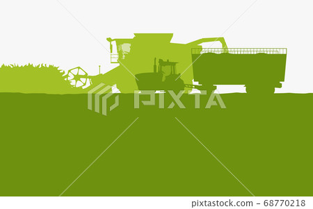 green color farm vehicles silhouettes side view 68770218