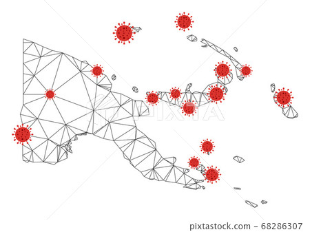 Polygonal Carcass Mesh Vector Papua New Guinea Map with Coronavirus 68286307