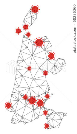 Polygonal Carcass Mesh Vector North Holland Map with Coronavirus 68286360