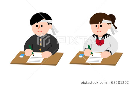 Hachimaki study sailor suit men and women undergoing tests and exams (simple color) 68381292