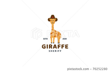 illustration cute cartoon animal giraffe  with hat logo icon vector 70252280