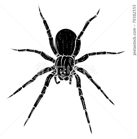 black silhouette spider steed crossbow scary vector illustration art 70382555