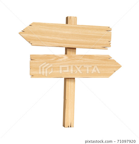 Signpost, signboard, guidepost, wooden road sign 3d rendering 71097920