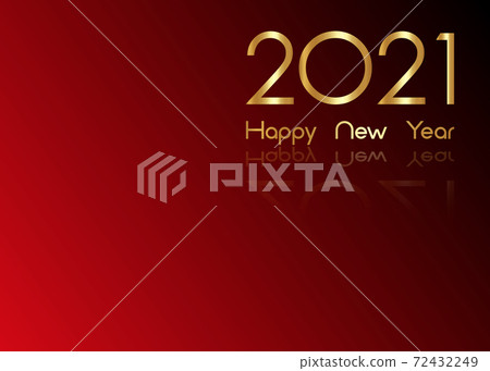 2021 New Year gold numbers logo business template. Christmas theme, vector illustration. Holiday design for greeting card, invitation, calendar, party, gold luxury vip, isolated on red background  72432249