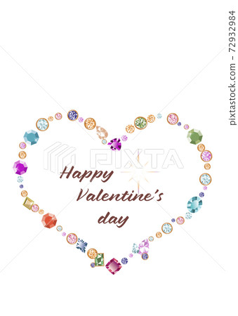 Heart made of jewelry Valentine's Day material Jewel white background with copy space Transparent illustration 72932984