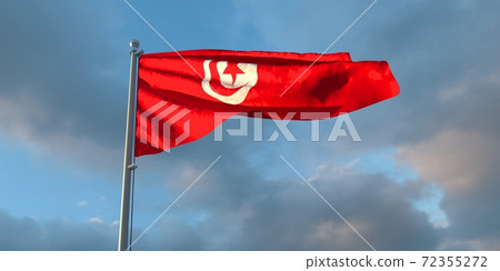 3d rendering of the national flag of the Tunisia 72355272