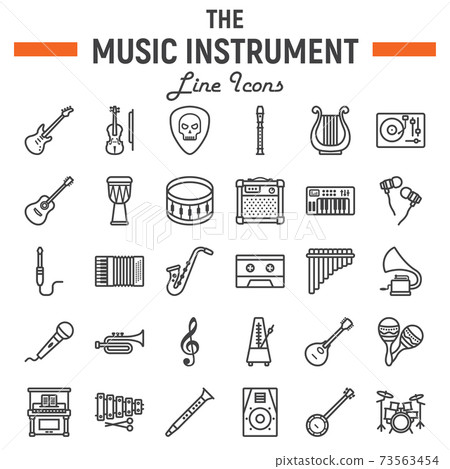 Music instruments line icon set, audio symbols 73563454