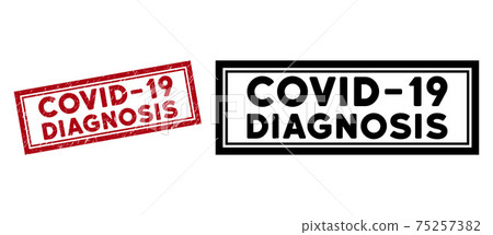 Grunge Covid-19 Diagnosis Rectangular Frame Stamp Seal 75257382