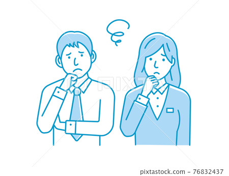 Young male and female office worker upper body vector illustration / worried / troubled 76832437