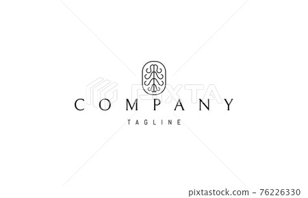 Vector logo on which an abstract image of the brain in an oval in a linear style. 76226330