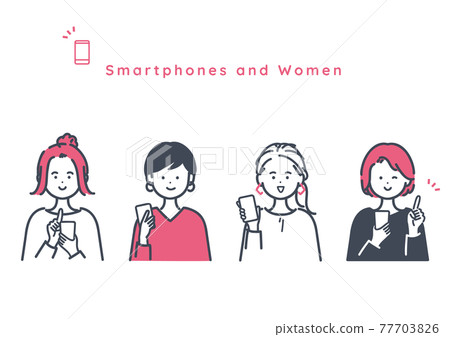 Illustration material of a woman using a smartphone 77703826