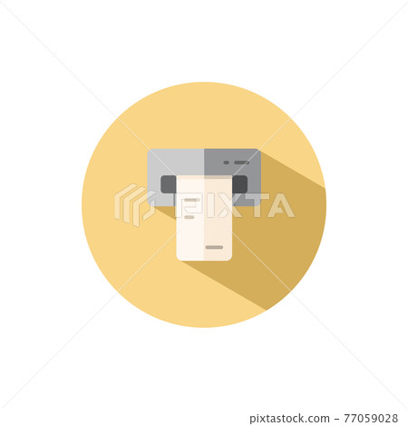 Ticket vending machine. Insert and purchase. Flat icon in a circle. Commerce vector illustration 77059028