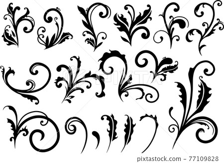 Hand-painted monochrome ivy pattern set vector material 77109828