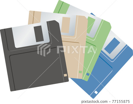 Image illustrations of floppy disks of various colors (recording medium) 77155875