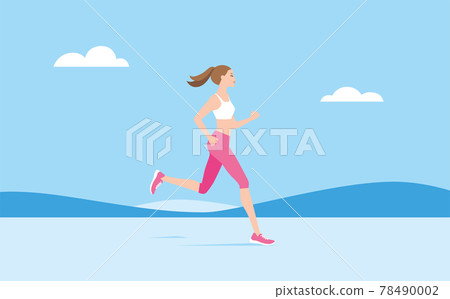 Illustration material: A woman running and jogging 78490002