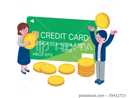 Credit card and illustration of men and women 79432715