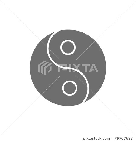 Yin yang sign, traditional chinese symbol grey icon. 79767688