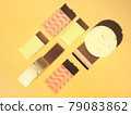 Dishwashing sponges on orange background 79083862