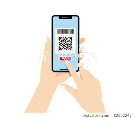 Cashless payment for smartphones Image illustration material of the operating hand 82652242