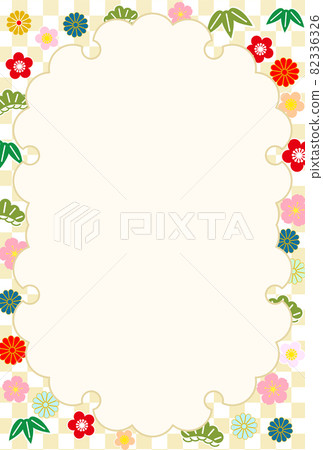 Japanese pattern background frame-New Year's card format 82336326