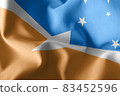 3D illustration flag of Tierra del Fuego is a region of Argentin 83452596