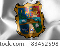 3D illustration flag of Tamaulipas is a region of Mexico 83452598