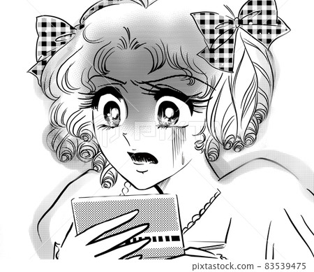 70's Shojo manga Overuse and insufficient balance Vertical roll lady shocked by passbook 83539475