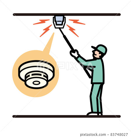 Fire detector, fire alarm, regular inspection, illustration 83748027