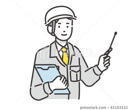 Vector illustration of a worker with a pointer Material / Communication / Site supervision / Construction / Remodeling 83183532