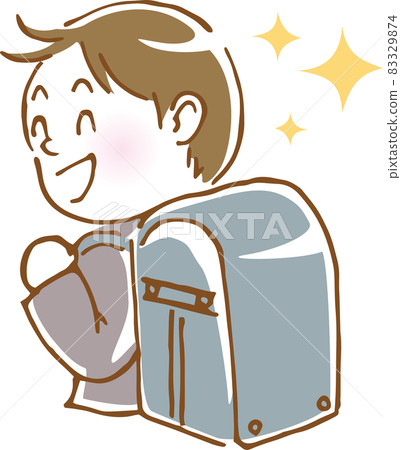 Image illustration of a boy carrying a school bag (hand-drawn) 83329874