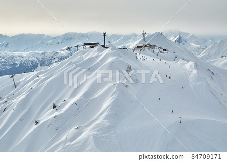 Skiing slopes from the top 84709171