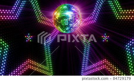 Mirror Ball Disco Club Dance Glitter 3D Illustration Background Back 84729179