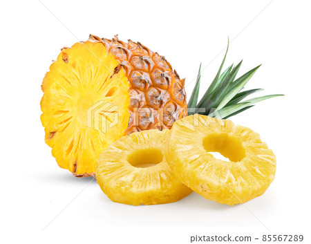 pineapple slices isolated on the white 85567289