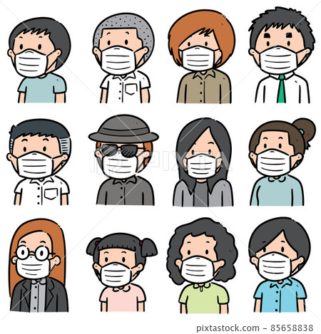 vector set of people using medical protective mask 85658838