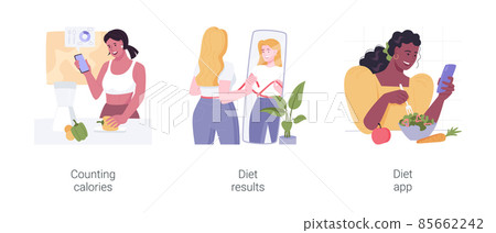 Weight loss program isolated cartoon vector illustrations set. 85662242